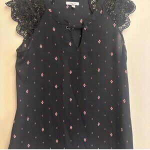 Maurices Black Lace Cap Sleeve Blouse Size Small